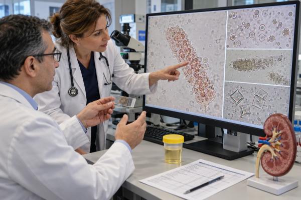 Urine Microscopy for Kidney Disease: Casts, Cells, Crystals, and Sediment Findings Understand how urine microscopy helps evaluate kidney disease, including red and white blood cells, tubular cells, casts, crystals, sediment patterns, and follow-up.