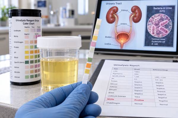 Learn what a positive urine nitrite test means, why UTIs can be nitrite-negative, which bacteria produce nitrite, and when urine culture or medical follow-up is needed.