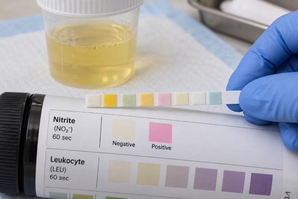 Understand urine nitrite test results for UTI, including what a positive or negative result means, which bacteria make nitrite, false negatives, and when culture is needed.
