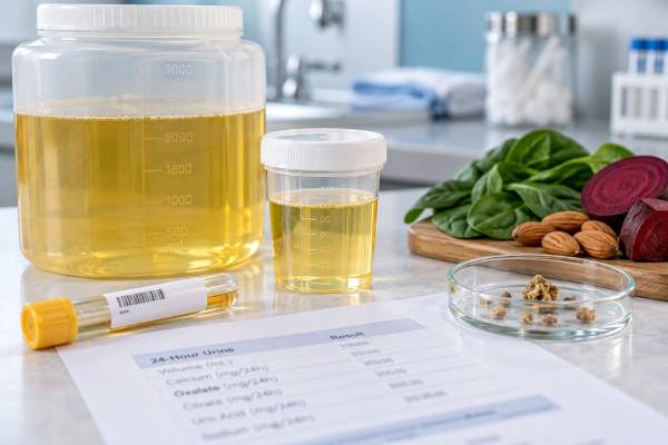 A urine oxalate test helps identify hyperoxaluria, calcium oxalate stone risk, diet and malabsorption causes, useful ranges, and practical ways to lower urinary oxalate.