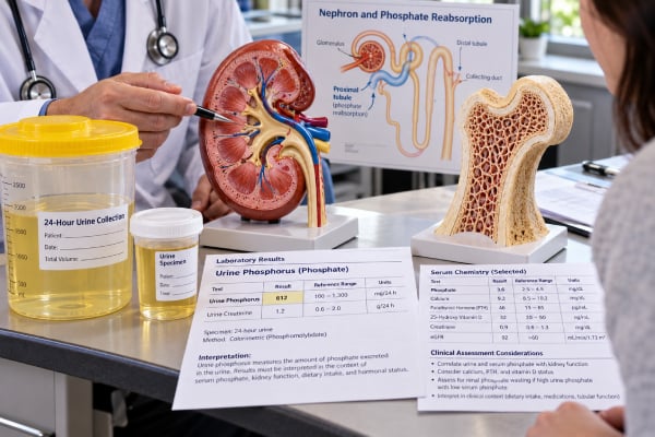Understand what a urine phosphorus test measures, why levels may be high or low, how kidney phosphate wasting is assessed, and how results relate to bone-mineral balance and kidney stones.