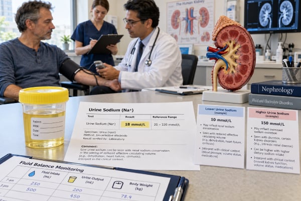 Understand what a urine sodium test shows, why levels may be high or low, how urine sodium helps assess hyponatremia and volume status, and when FENa is useful in kidney evaluation.