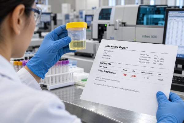 Urine Total Protein Test: High Levels, Kidney Disease, Proteinuria, and Meaning Understand urine total protein results, including normal values, high-protein causes, differences from albumin testing, spot versus 24-hour samples, and kidney follow-up.