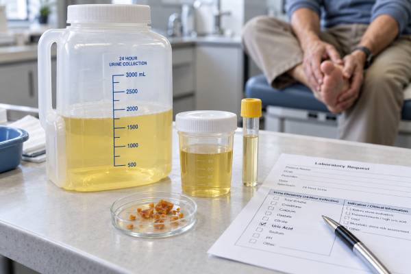 A urine uric acid test helps assess hyperuricosuria, acidic urine, gout-related factors, and uric acid or calcium oxalate kidney stone risk.