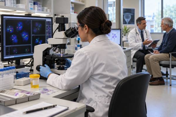 Learn what the UroVysion FISH urine test measures, including chromosomes 3, 7, 17 and 9p21, what positive or negative results mean, and how cytology follow-up works.